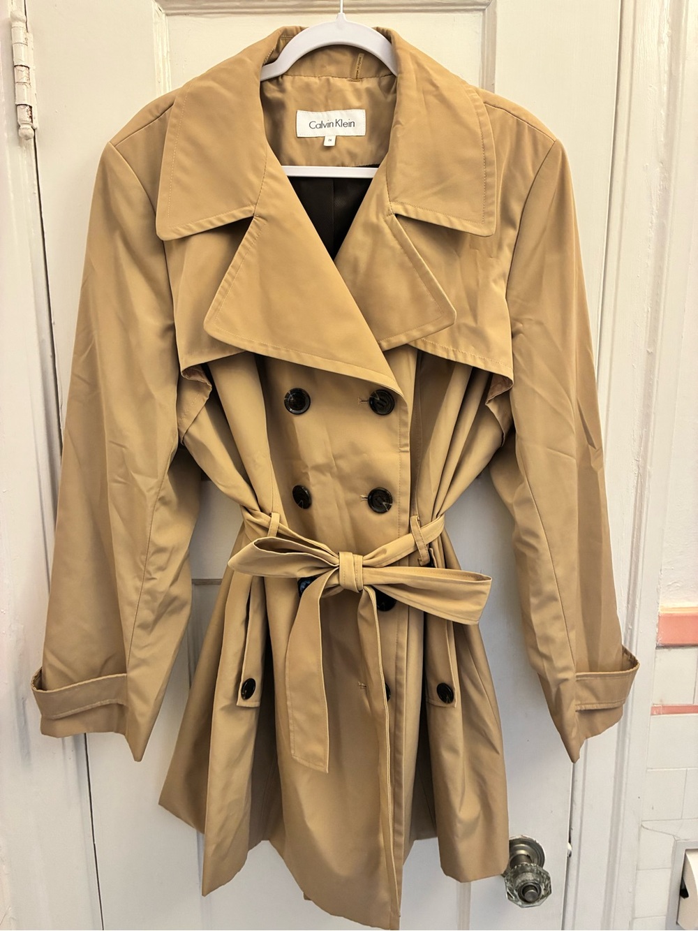 Calvin Klein Women's Beige Trench Coat with Belt